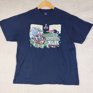 Majestic NFL New England Patriots Super Bowl XLIX Champions T Shirt Men's XL